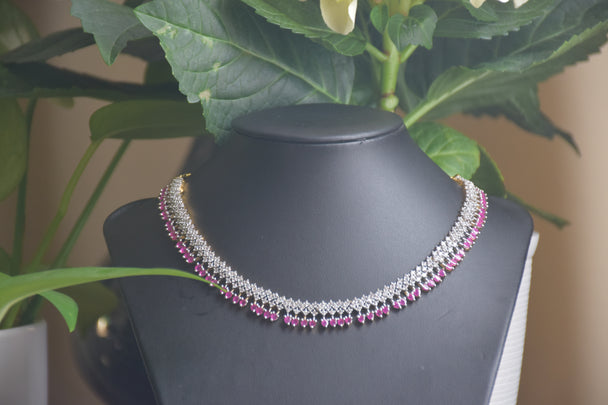 Stunning Ruby Diamond Necklace Set