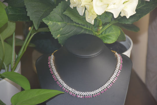 Stunning Ruby Diamond Necklace Set