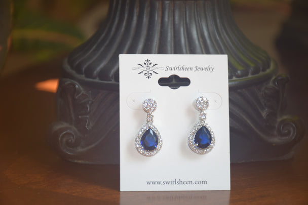 Blue Drop American Diamond Necklace Set
