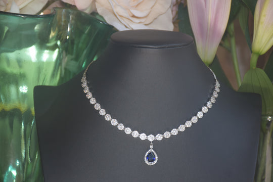 Blue Drop American Diamond Necklace Set
