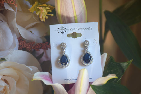 Blue Drop American Diamond Necklace Set