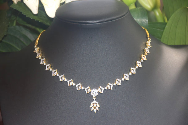 Floral Inspired American Diamond Necklace Set