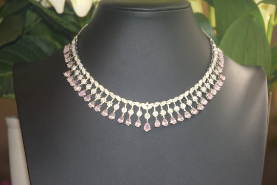 Nature's Elegance pink American Diamond Set