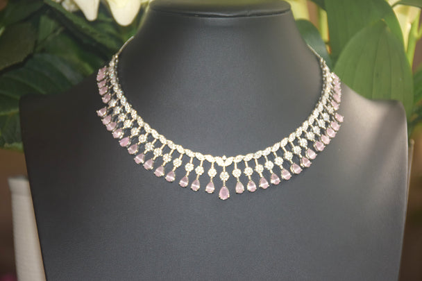 Nature's Elegance pink American Diamond Set
