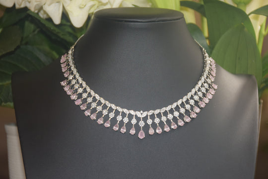 Nature's Elegance pink American Diamond Set