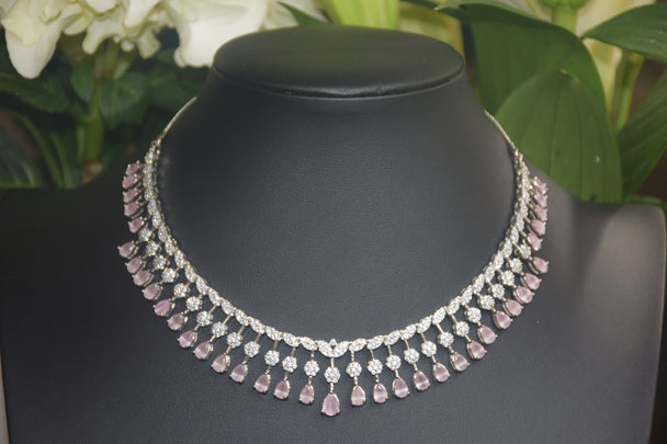 Nature's Elegance pink American Diamond Set