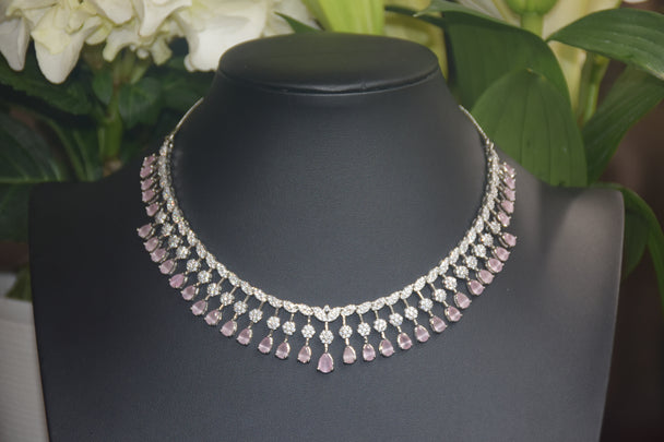 Nature's Elegance pink American Diamond Set