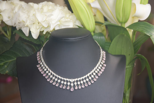 Nature's Elegance pink American Diamond Set