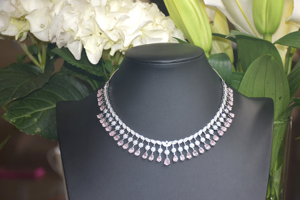 Nature's Elegance pink American Diamond Set