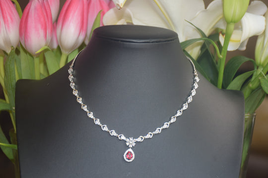 Delicate Ruby Stone Necklace Set