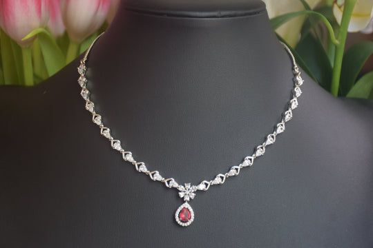 Delicate Ruby Stone Necklace Set