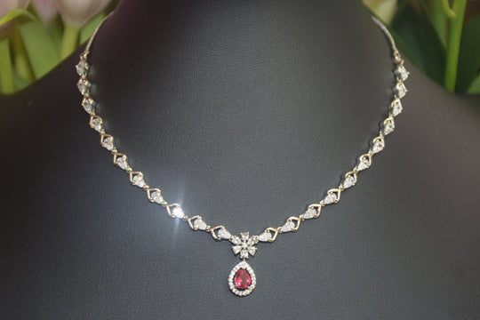 Delicate Ruby Stone Necklace Set