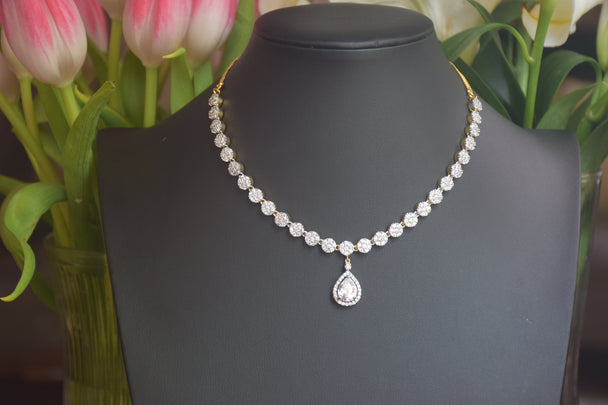 American Diamond Teardrop Necklace Set