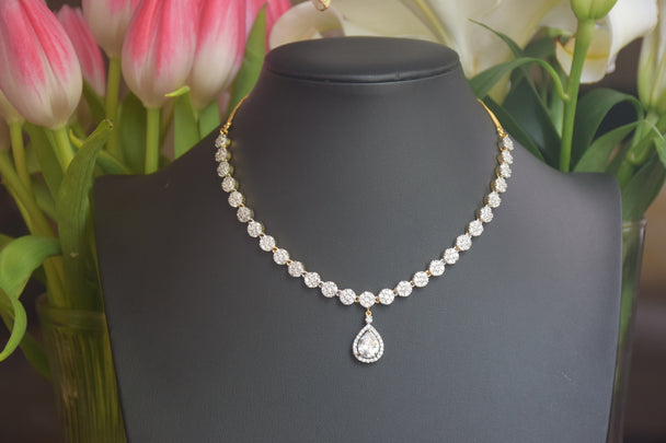 American Diamond Teardrop Necklace Set