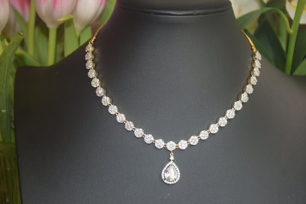 American Diamond Teardrop Necklace Set
