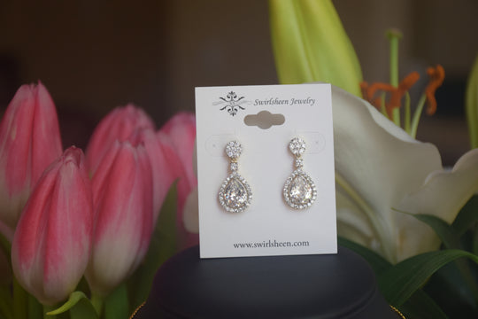 American Diamond Teardrop Necklace Set