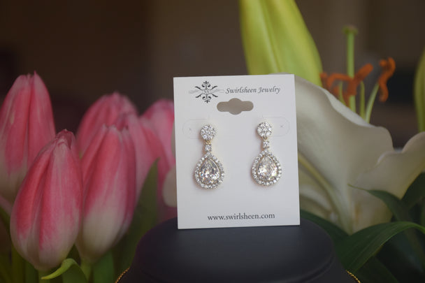 American Diamond Teardrop Necklace Set