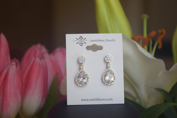 American Diamond Teardrop Necklace Set