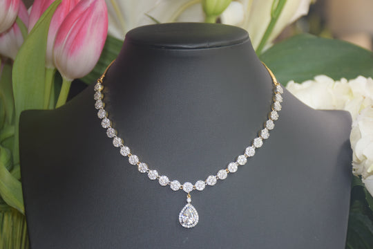 American Diamond Teardrop Necklace Set
