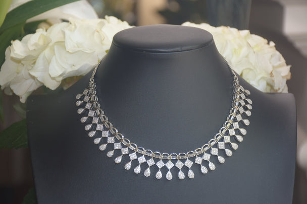 Striking Geometric Design American Diamond Set