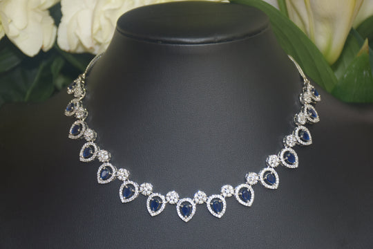 Floral Teardrop American Diamond Set