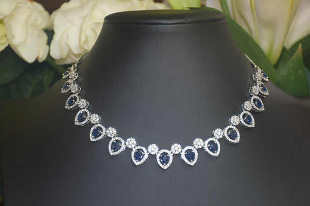 Floral Teardrop American Diamond Set