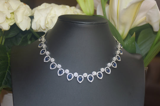 Floral Teardrop American Diamond Set