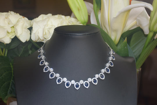 Floral Teardrop American Diamond Set
