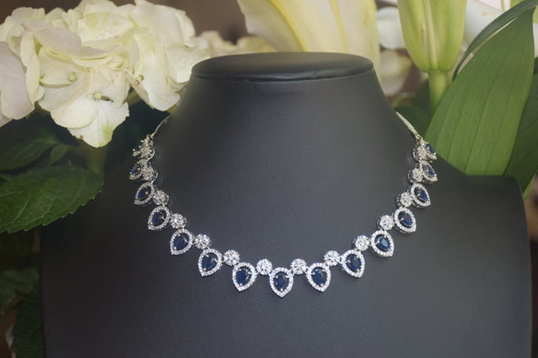 Floral Teardrop American Diamond Set