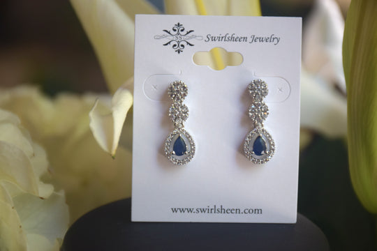 Floral Teardrop American Diamond Set