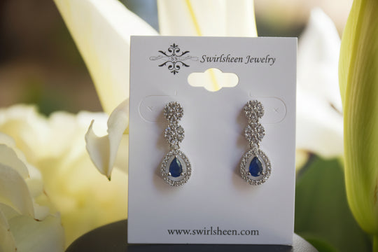 Floral Teardrop American Diamond Set