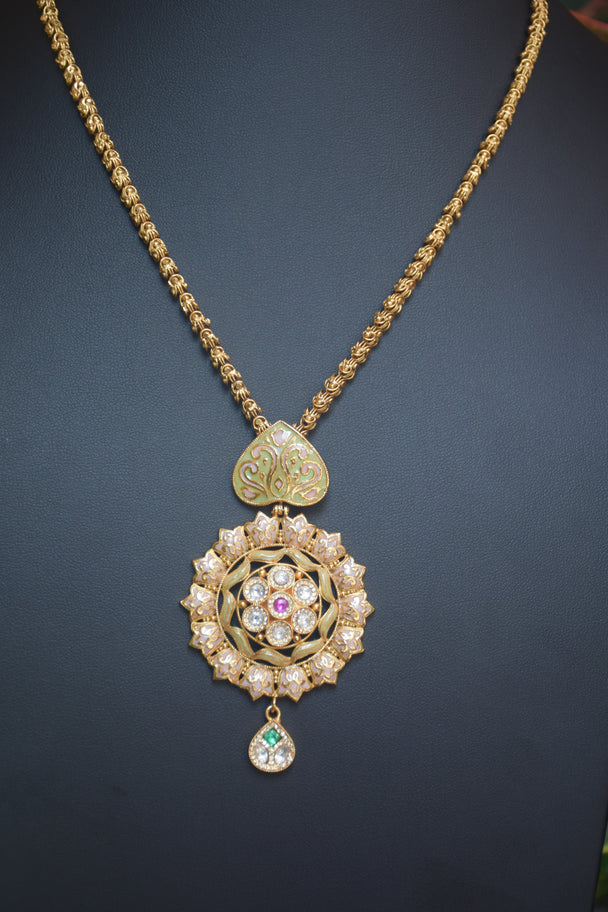 Intricate Long Gold Minakari Necklace Set