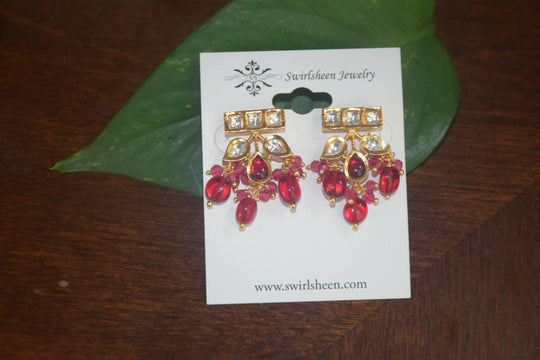 Beautiful Red & White Kundan Beaded Necklace Set