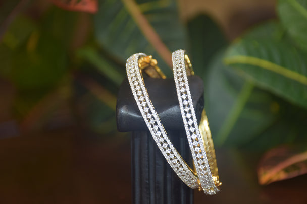 Intricate Diamond Bangles with Secure Clutch