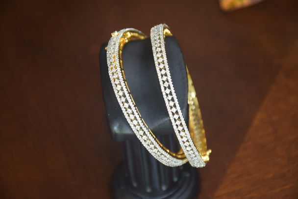 Intricate Diamond Bangles with Secure Clutch
