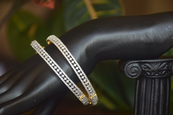 Intricate Diamond Bangles with Secure Clutch