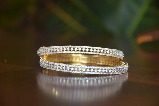 Intricate Diamond Bangles with Secure Clutch
