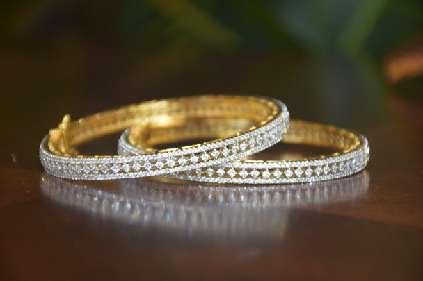 Intricate Diamond Bangles with Secure Clutch