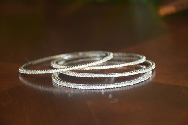 4-Piece Diamond Statement Bangle Set (Size 2.8)