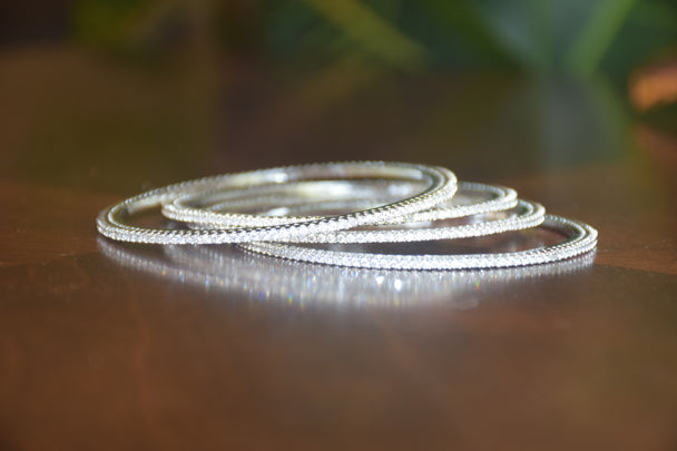 4-Piece Diamond Statement Bangle Set (Size 2.8)